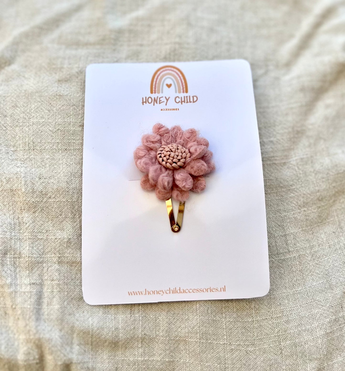 Wool flower hair clips