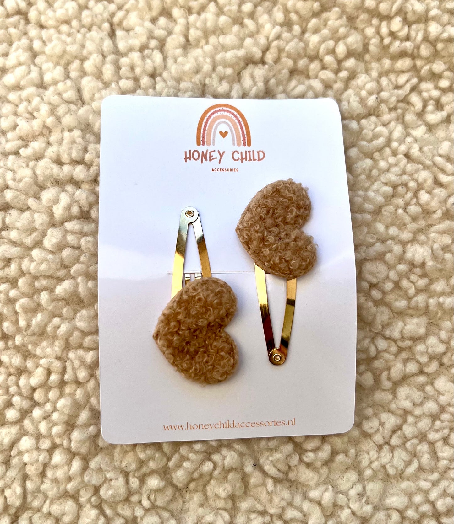 Wool heart hair clips