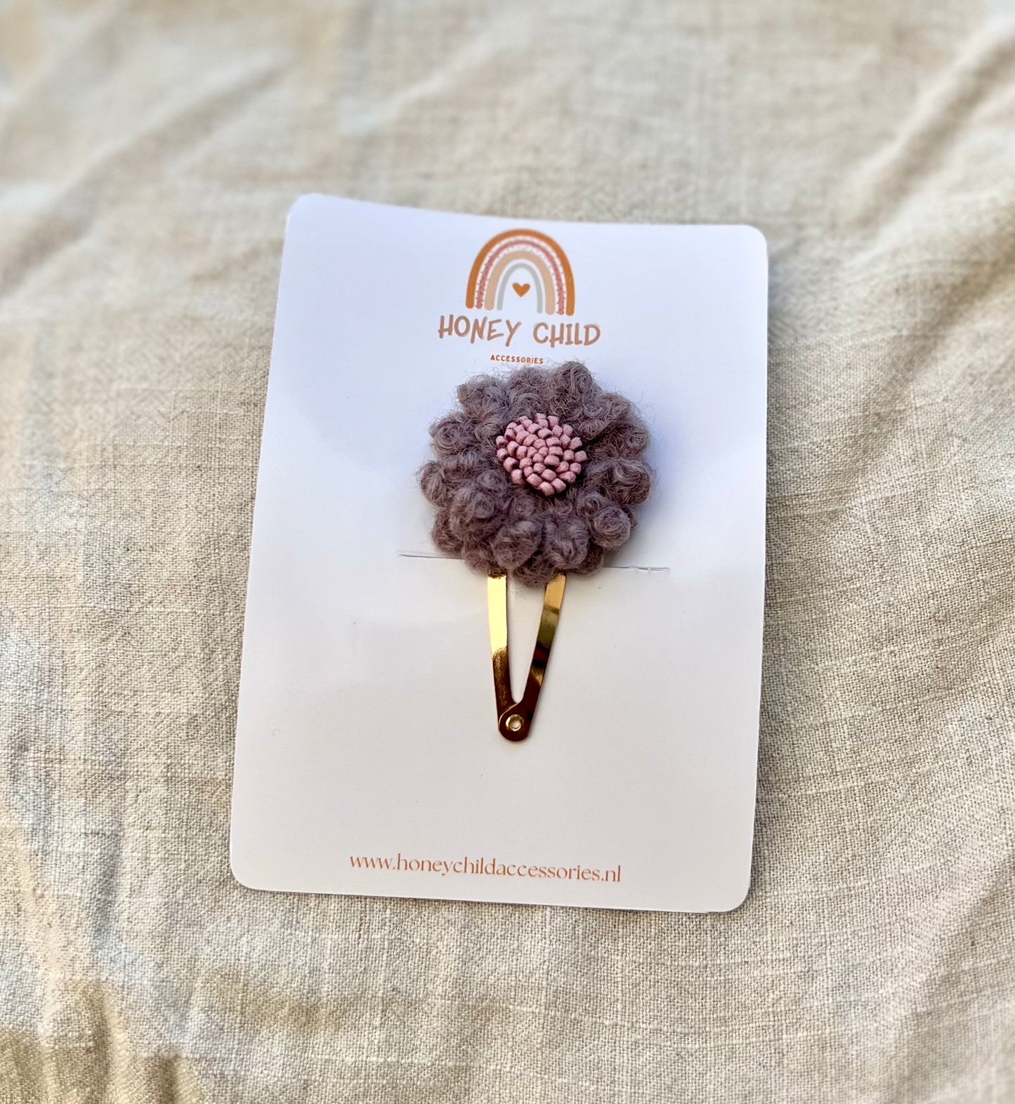 Wool flower hair clips